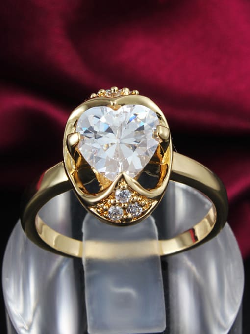 SANTIAGO Exquisite 18K Gold Plated Heart Shaped Zircon Ring 1