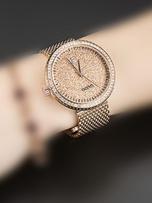 Gold GUOU Brand Luxury Numberless Women Watch