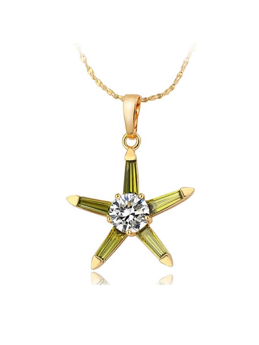 Green Copper Alloy Gold Plated Fashion Star Zircon Necklace