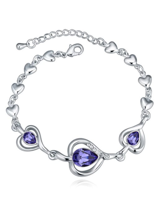 QIANZI Exquisite Water Drop austrian Crystals  Heart Alloy Bracelet 2