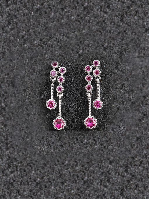 Qing Xing Ruby Sterling Silver Nickel Free Plating Thickness Of Platinum Chandelier earring,