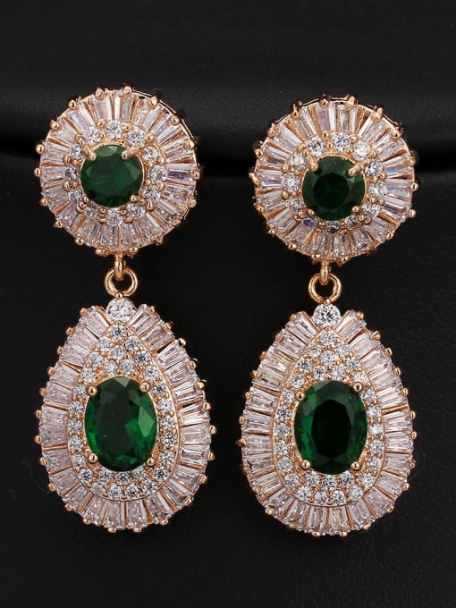 Green Water Drop High Quality Cluster earring