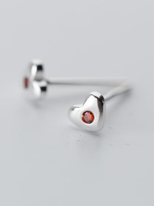 Rosh Trendy Heart Shaped S925 Silver Rhinestones Stud Earrings 0