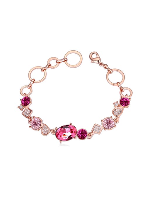 QIANZI Fashion Shiny austrian Crystals Rose Gold Plated Bracelet 1