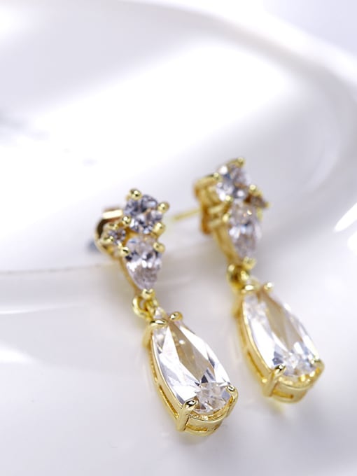Golden Charming Water Drop Shaped Zircon Stud Earrings