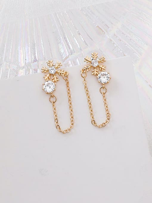 Main plan section Alloy With Gold Plated Simplistic Snowflake Drop Earrings