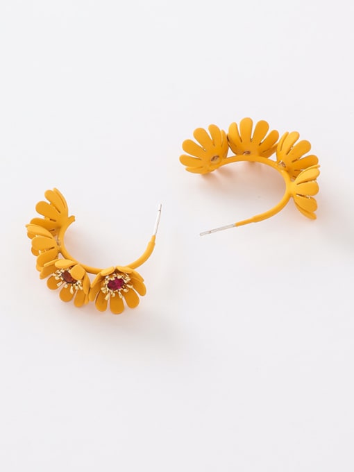 B yellow Alloy With Platinum Plated Fashion Flower Drop Earrings