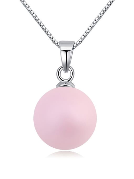 pink Simple Imitation Pearl Pendant Alloy Necklace