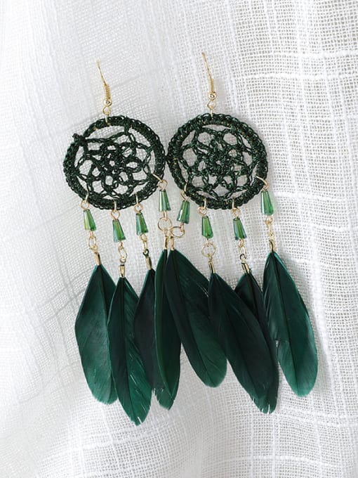 B green Alloy With Gold Plated Bohemia Round Chandelier Earrings