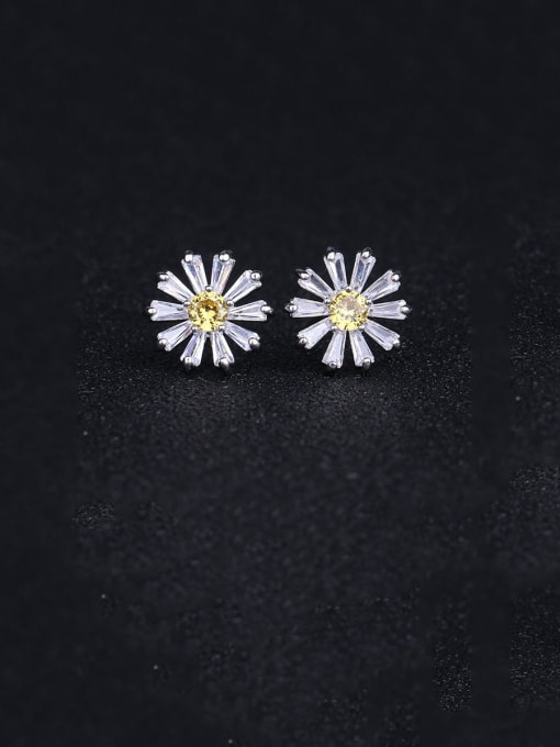 Mo Hai Copper With Platinum Plated Cute Flower Stud Earrings 0