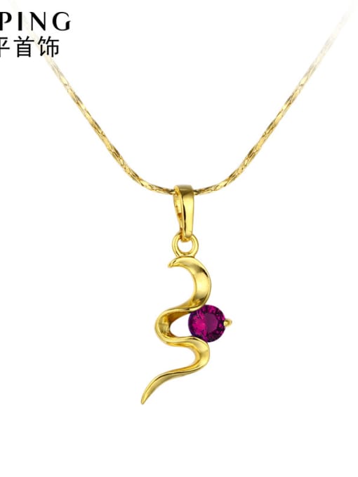 Red Copper Alloy 23K Gold Plated Fashion Gemstone Necklace