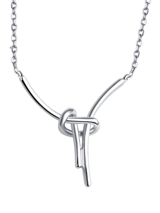 Dan 925 Sterling Silver With White Gold Plated Simplistic Irregular Necklaces 0