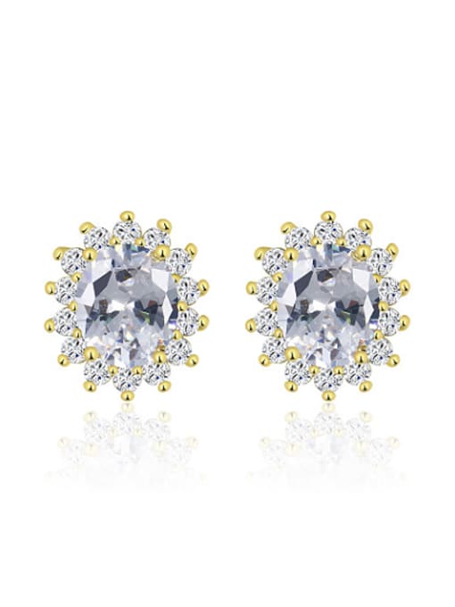 White Copper Alloy 18K Gold Plated Fashion Multi-color Zircon stud Earring