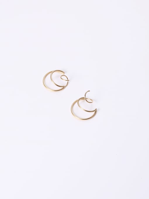 GROSE Titanium With Gold Plated Simplistic Geometric Stud Earrings 2