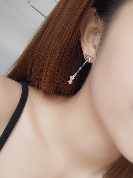 One Silver 925 Silver Elegant Bowknot Shaped Earrings 1