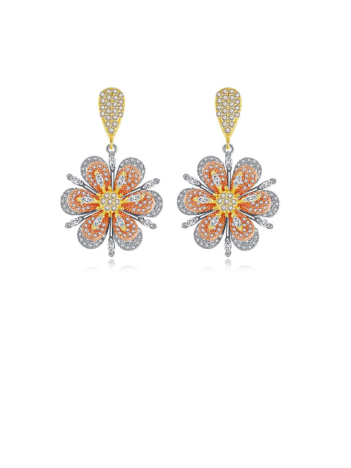 BLING SU Copper With Platinum Plated Fashion Flower Cluster Earrings 0