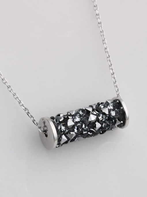 Dan 925 Sterling Silver With Rhinestone Personality Cylinder Necklaces 1