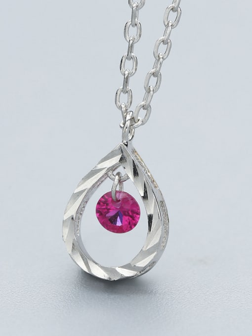 One Silver Pink Water Drop Necklace