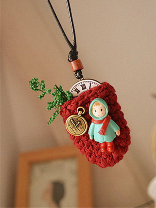 Claret Cute Polyester Bag Shaped Necklace