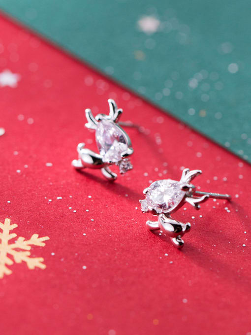 Diamond Stud Earrings 925 Sterling Silver With  Cute Christmas gift Stud Earrings