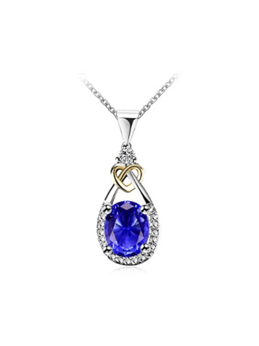 Navy Blue Elegant Water Drop Shaped Zircon Necklace