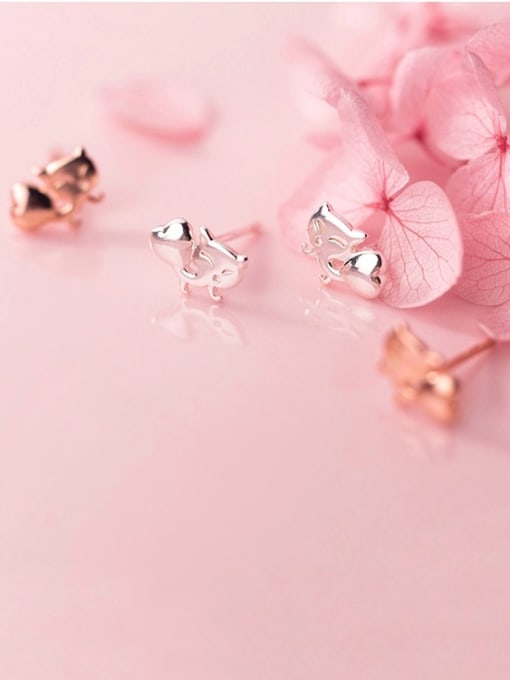 Rosh 925 Sterling Silver With Rose Gold Plated Cute Fox Stud Earrings 3