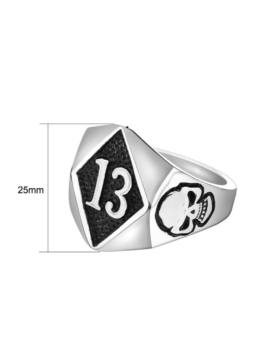 RANSSI Titanium Number Skull Signet Ring 3