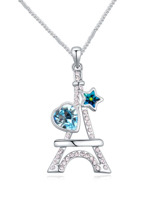 QIANZI Personalized Eiffel Tower austrian Crystals Pendant Alloy Necklace 3