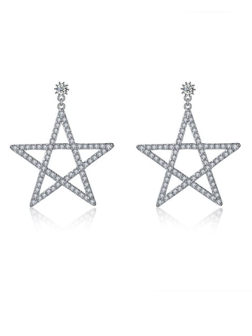 ALI Copper With Platinum Plated Fashion five-pointed star Stud Earrings 0