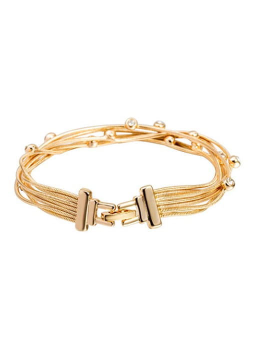 18K gold Multi-layer Design 18K Gold Rhinestone Bracelet