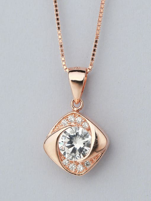 Rose Gold 2018 S925 Silver Square Pendant