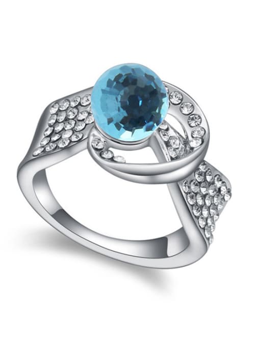 blue Personalized austrian Crystal Bead Alloy Ring