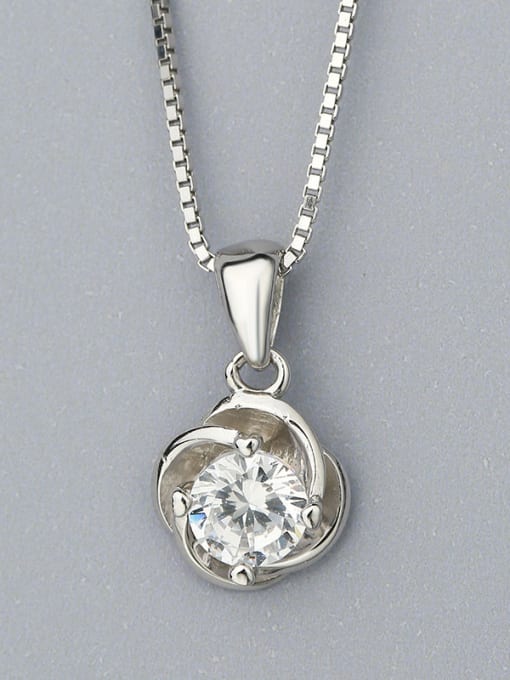 One Silver Simple Zircon Necklace 0