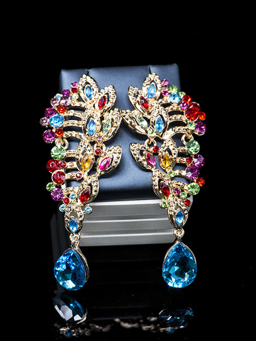 Lan Fu 2018 2018 Exaggerated Cubic Glass Rhinestones Two Pieces Jewelry Set 1