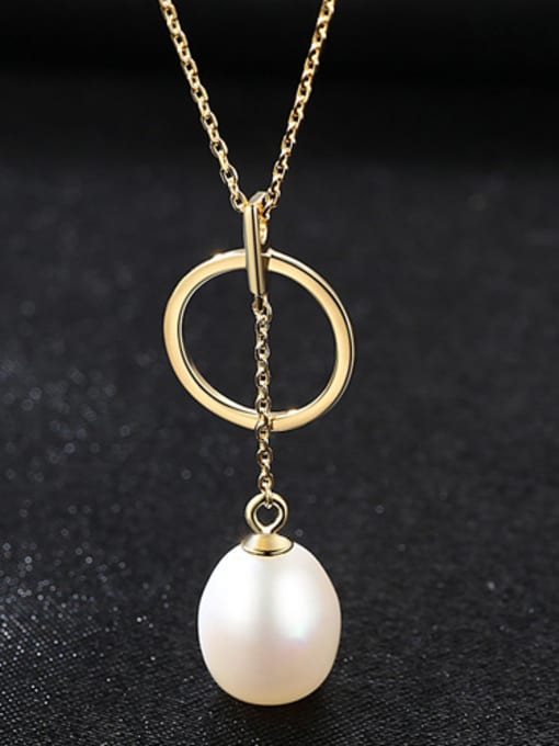 White Sterling Silver Natural Pearl Necklace with three colors optional