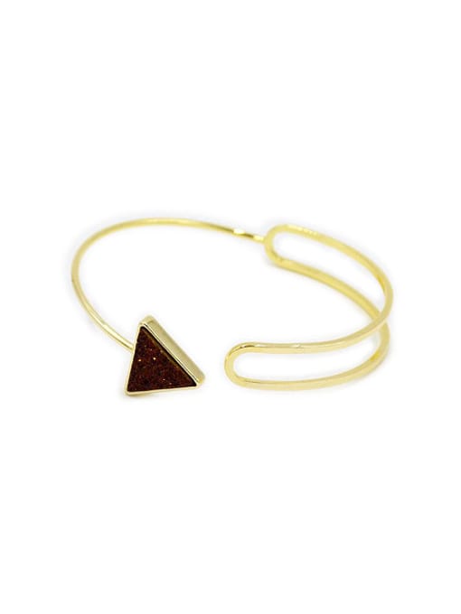 Gold Simple Black Triangle  Natural Crystal Opening Bangle