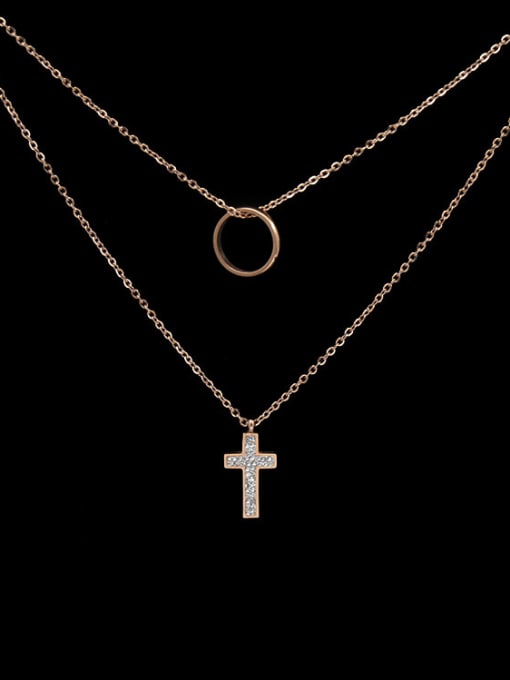 My Model Double Layer Cross Shaped Titanium Necklace 2