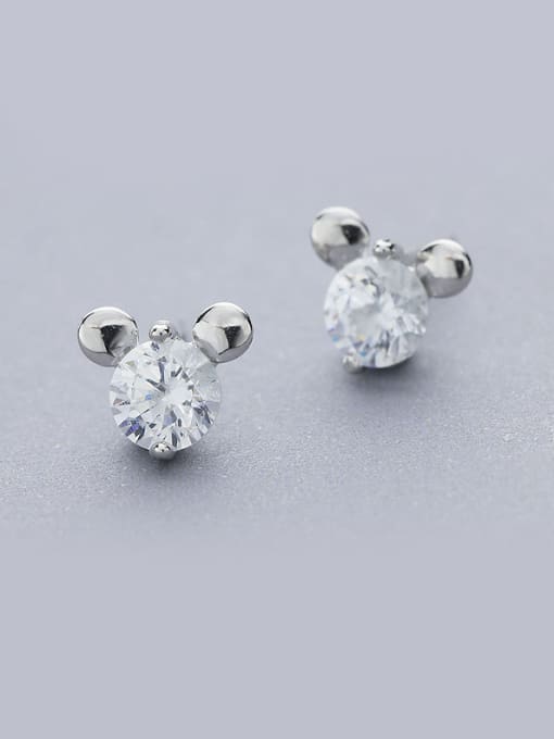 One Silver Lovely Mickey Mouse Shaped stud Earring 0