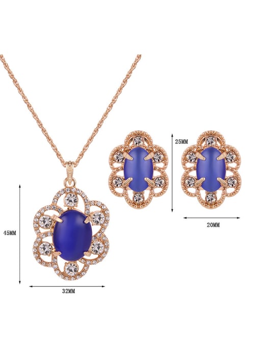 BESTIE Alloy Imitation-gold Plated Fashion Artificial Stones Flower shaped Two Pieces Jewelry Set 3