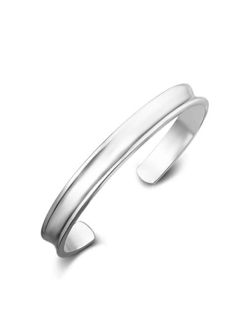 Ya Heng Simple Smooth Copper Silver Plated Opening Bangle 0