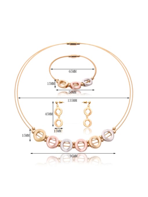 BESTIE Alloy Imitation-gold Plated Fashion Hollow Circles Three Pieces Jewelry Set 3