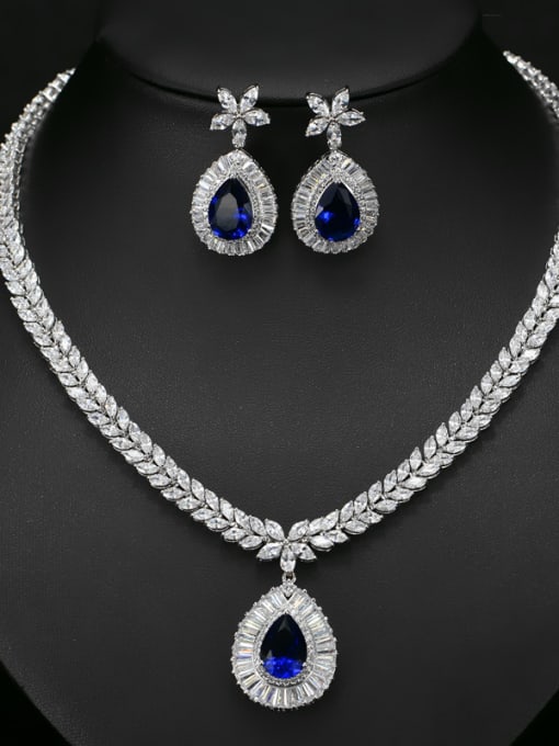 L.WIN Noble Water Drop AAA Zircon Two Pieces Jewelry Set 2