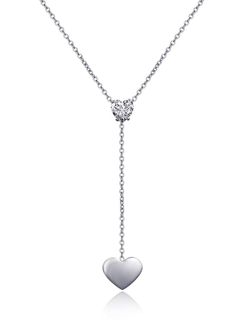 1172 - Steel color Stainless Steel With Rose Gold Plated Fashion Heart Necklaces