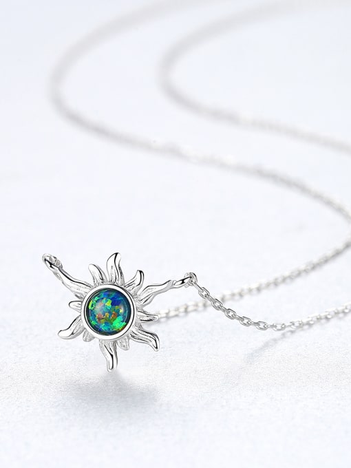 CCUI 925 Sterling Silver With Opal Cute  Sun Necklaces 3