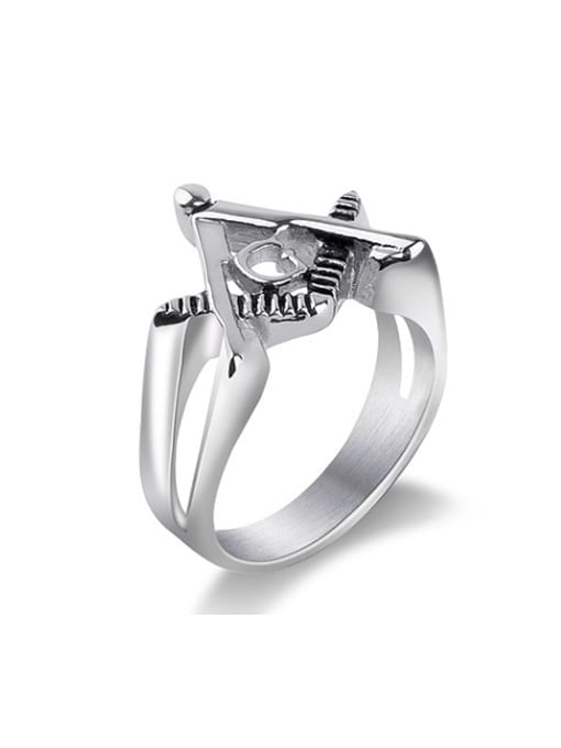 RANSSI Titanium Freemason Logo Statement Ring