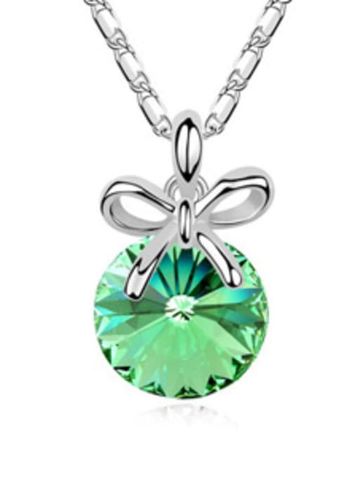 green Simple Little Bowknot Cubic austrian Crystal Alloy Necklace