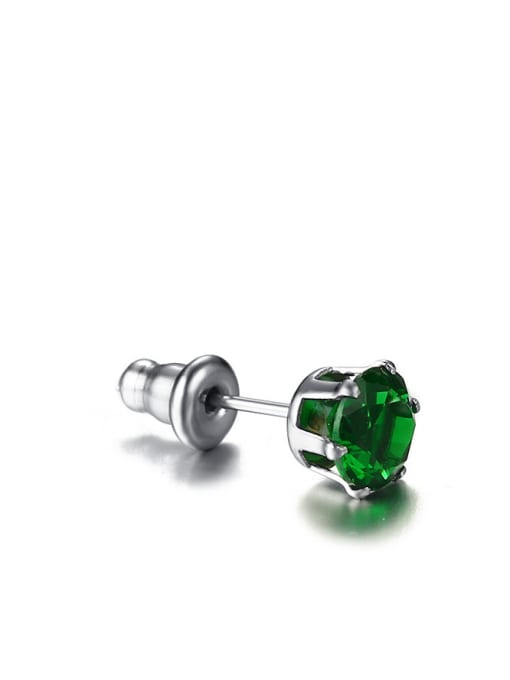 Green Fashionable Red Round Shaped Zircon Titanium Stud Earrings