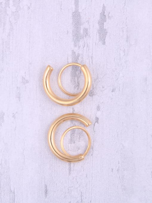 GROSE Titanium With Gold Plated Simplistic  Hollow Geometric Hoop Earrings 0