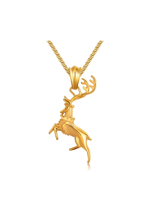 gold Personalized Elk Titanium Necklace