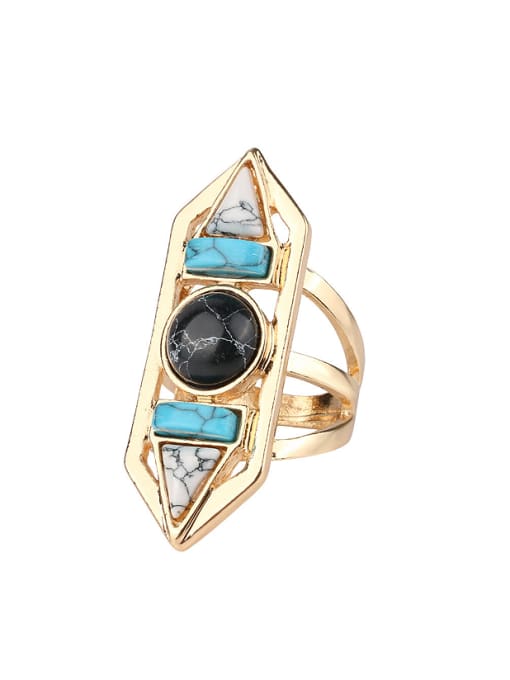 Gujin Personalized Turquoise stones Gold Plated Alloy Ring